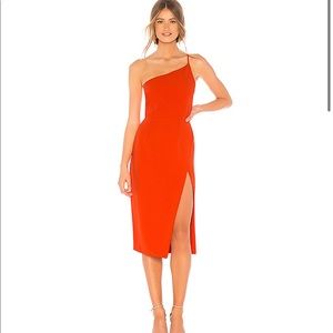 Lazo Midi Dress in Blood Orange from Revolve